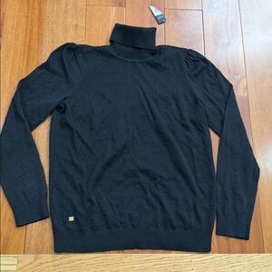 NWT Lauren Ralph Lauren Women's Black Sparkling Holiday Turtleneck Sweater Sz L